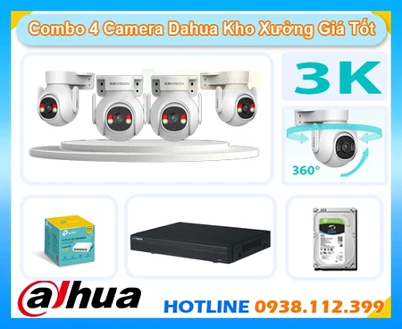 Combo 4 Camera Dahua Kho Xưởng Giá Tốt, Bộ 4 Camera Dahua Kho Xưởng Giá Tốt, Trọn Gói Combo Camera Dahua, Trộn bộ camera nhà xưởng giá rẻ, Bộ camera quay xoay dahua, Bộ 4 camera quay quét 360 độ, Bộ camera kho hàng giá rẻ 