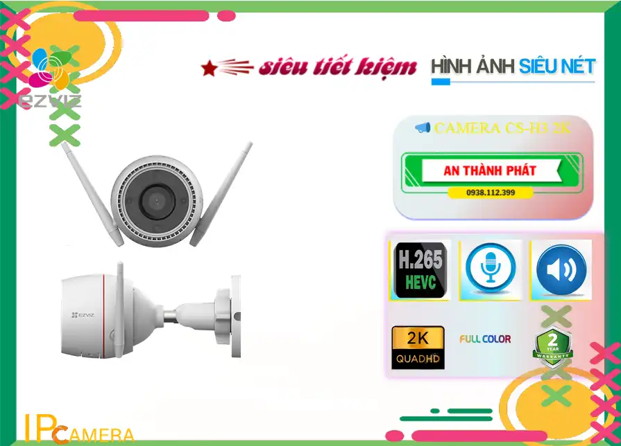 CS-H3 2K Wifi Ezviz Giá rẻ ☑ CS-H3 2K Wifi Ezviz Giá rẻ ☑